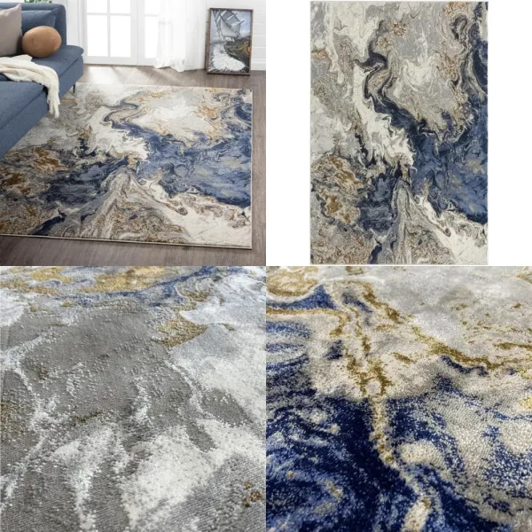LUXE WEAVERS Marble Swirl Abstract Area Rug, Blue 8x10